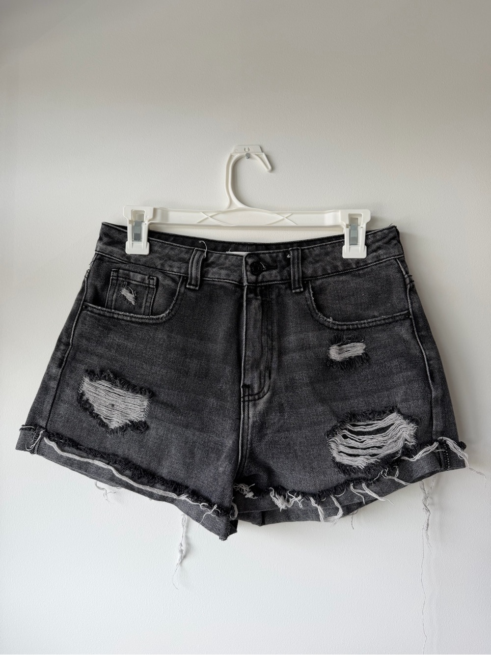 PacSun Black Distressed High-Rise Denim Shorts